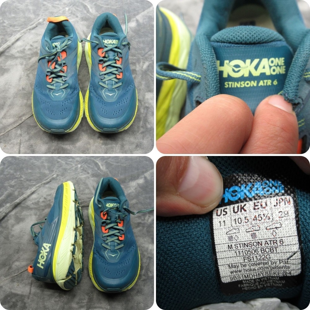Hoka Running Shoes Men 11 Sea Blue Stinson ATR 6 Trail Lightweight Athletic